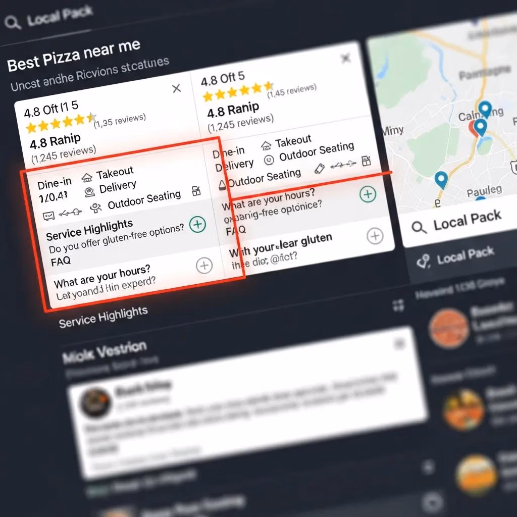 SERP examples showing rich snippets for local businesses