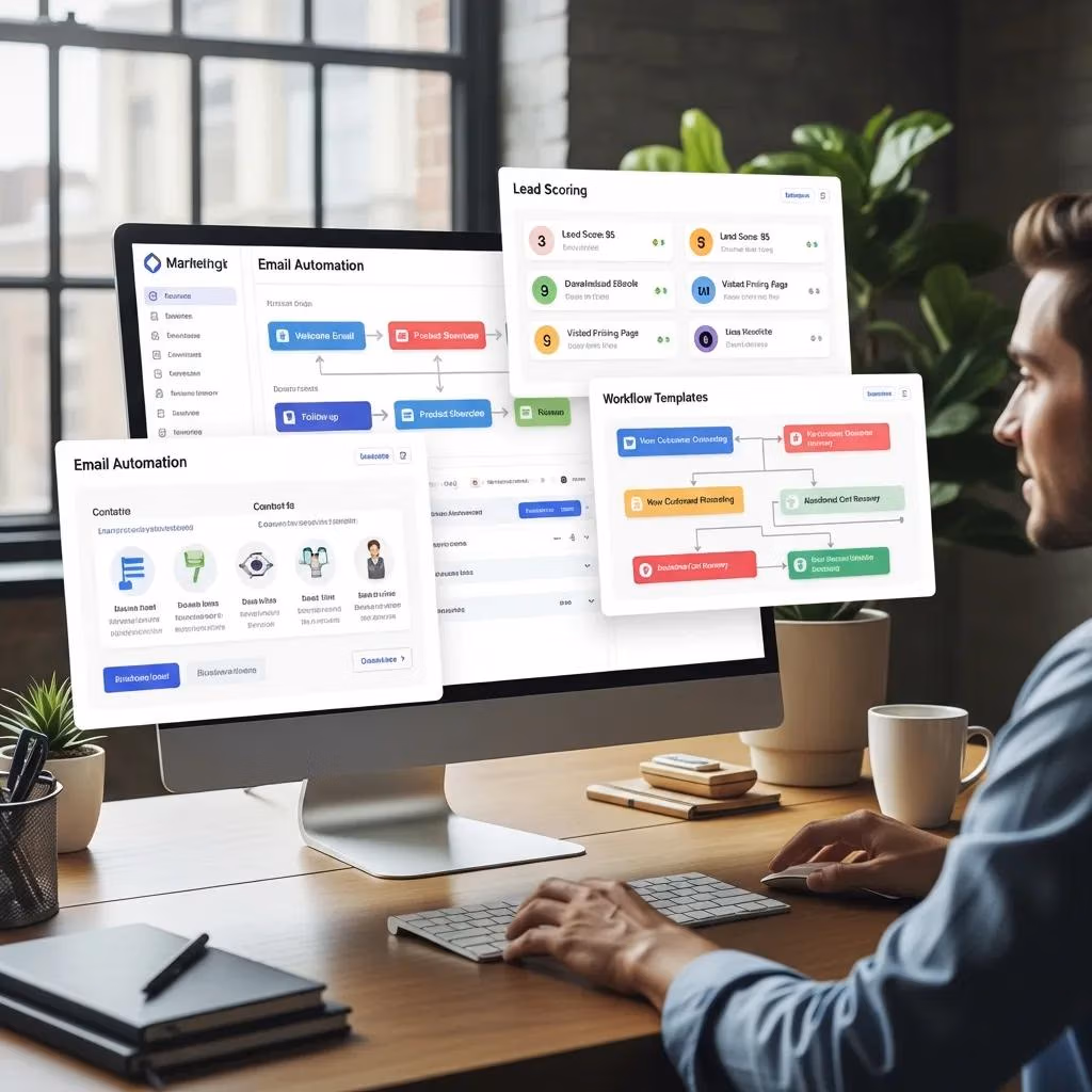 Diagram showing core marketing automation features for small businesses